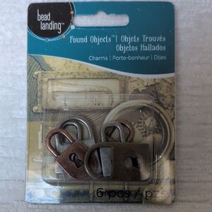 Bead Landing Found Objects 6 PadLock Charms For Crafting/Scrapbooks/Jewelry NEW